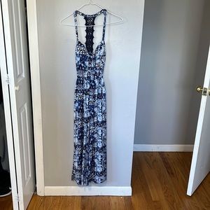 Dark Blue Patterned Jumpsuit